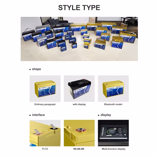 Batterie au lithium solaire à cycle profond Tycorun 12V 24V 36V 20ah 36ah 50ah 100ah 120ah 150ah 200ah 300ah 400ah LiFePO4 Batterie lithium-ion pour chariot de golf RV